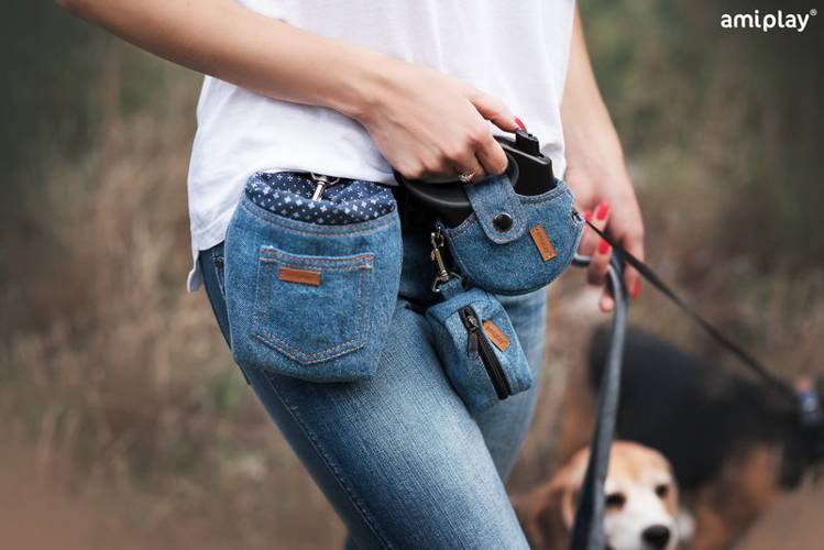 amiplay Obudowa na smycz automatyczną Denim S Niebieski -