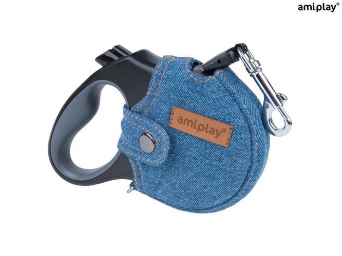 amiplay Smycz automatyczna infini z obudową Denim S Niebieski - amiplay