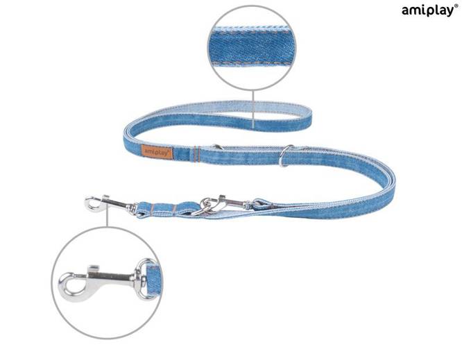 amiplay Smycz regulowana 6 in 1 Denim S Niebieski - amiplay