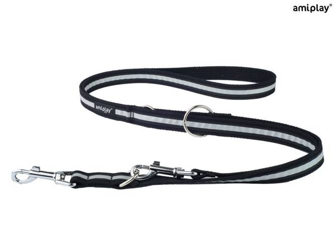 amiplay Smycz regulowana 6 in 1 Cotton Shine S Czarny - amiplay