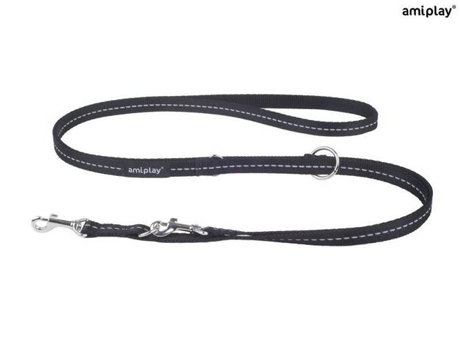 amiplay Smycz regulowana 6 in 1 Reflective S Czarny - amiplay
