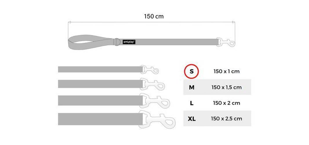 amiplay Smycz Reflective S Czarny -