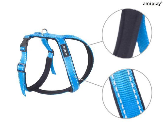 amiplay Szelki regulowane Grand Soft Reflective XXL Niebieski - amiplay