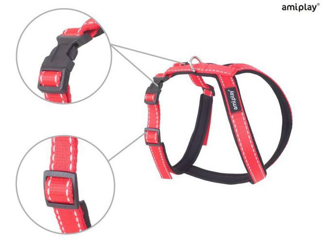 amiplay Szelki regulowane Grand Soft Reflective XXL Czerwony - amiplay