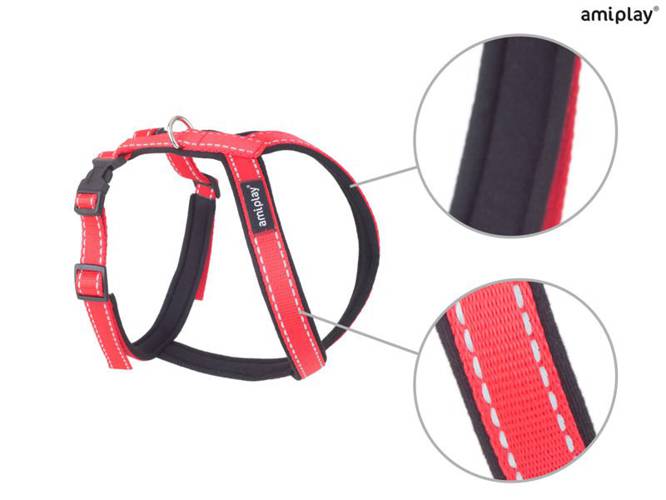 amiplay Szelki regulowane Grand Soft Reflective XXL Czerwony - amiplay