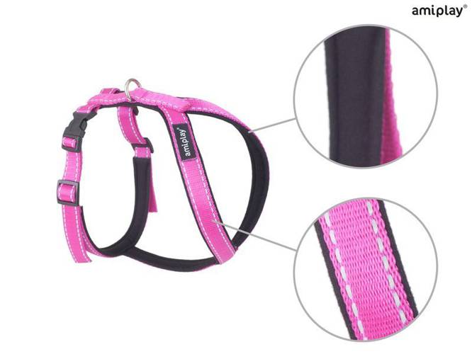 amiplay Szelki regulowane Grand Soft Reflective XL Różowy - amiplay