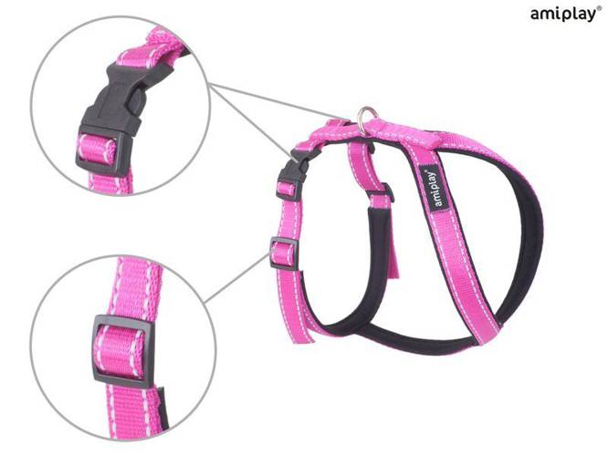 amiplay Szelki regulowane Grand Soft Reflective XL Różowy - amiplay