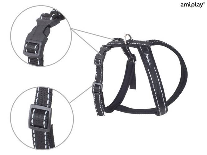 amiplay Szelki regulowane Grand Soft Reflective XL Czarny - amiplay