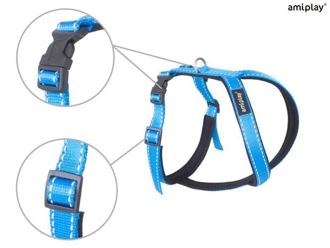 amiplay Szelki regulowane Grand Soft Reflective L Niebieski - amiplay