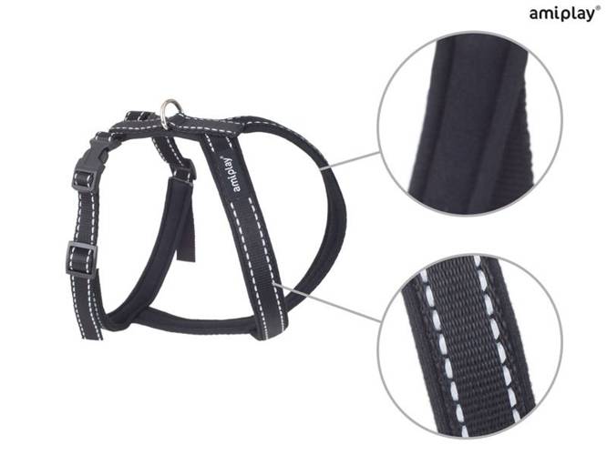 amiplay Szelki regulowane Grand Soft Reflective S Czarny - amiplay