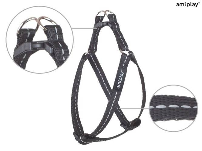 amiplay Szelki regulowane Reflective M Czarny - amiplay