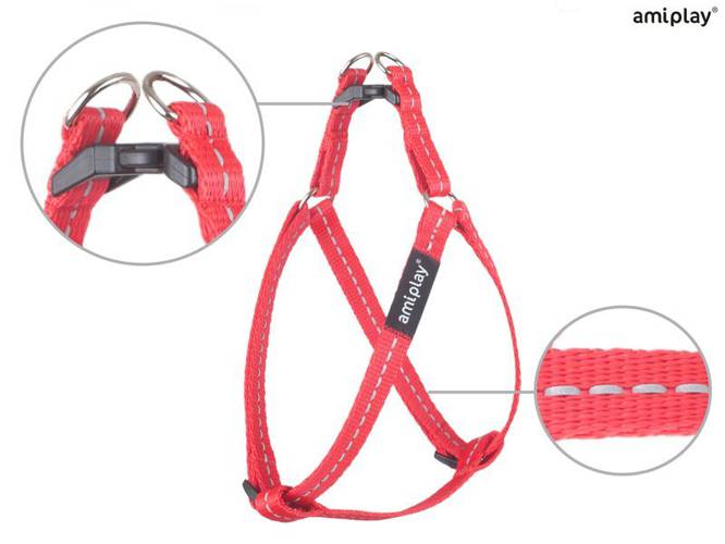 amiplay Szelki regulowane Reflective S Czerwony - amiplay