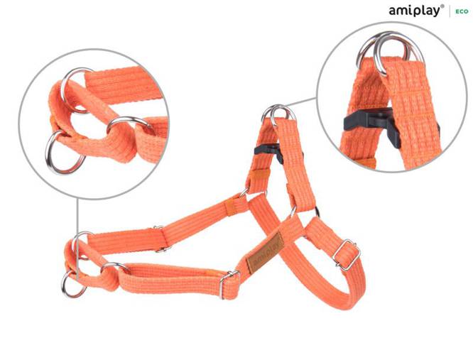 amiplay Szelki regulowane EASY GO Cotton XL Pomarańczowy - amiplay