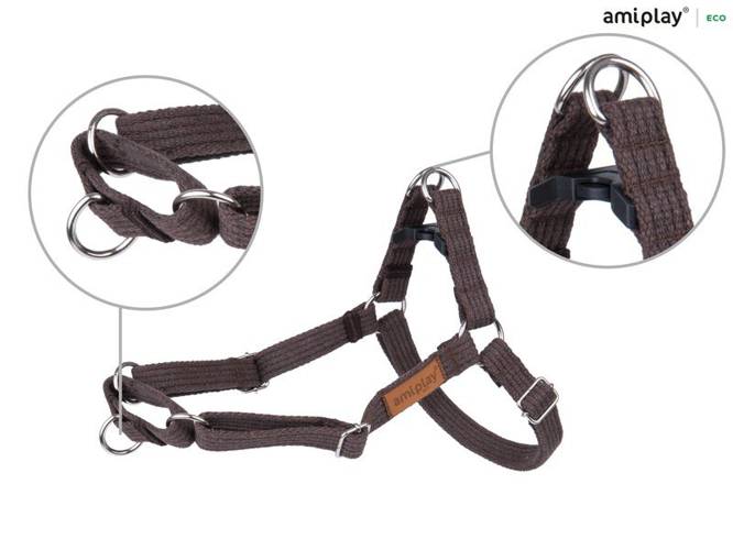 amiplay Szelki regulowane EASY GO Cotton XL Brązowy - amiplay