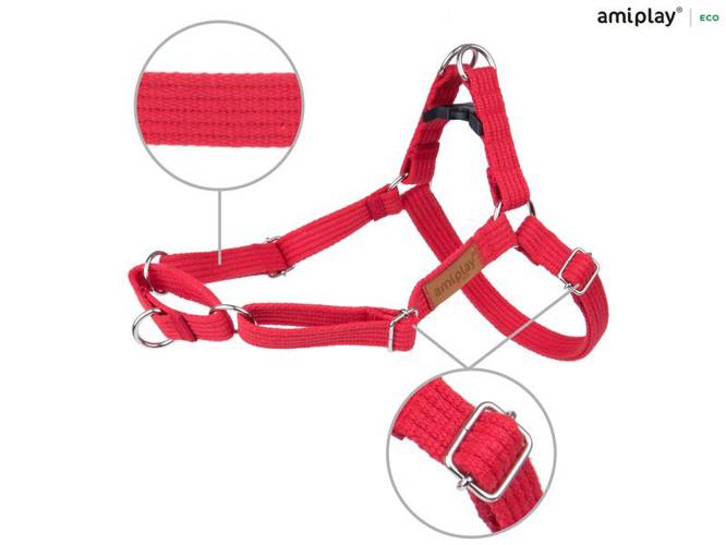 amiplay Szelki regulowane EASY GO Cotton XL Czerwony - amiplay