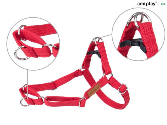 amiplay Szelki regulowane EASY GO Cotton XL Czerwony - amiplay