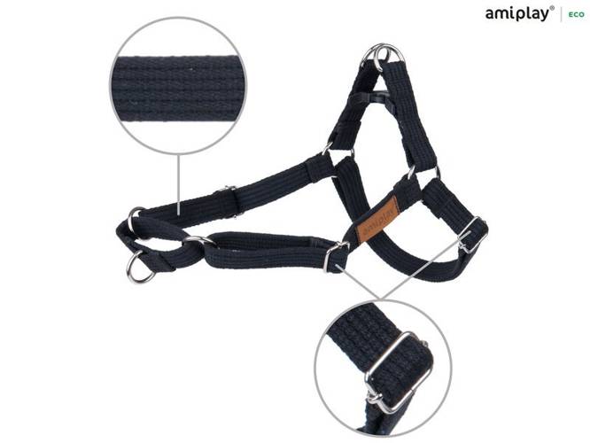 amiplay Szelki regulowane EASY GO Cotton XL Czarny - amiplay