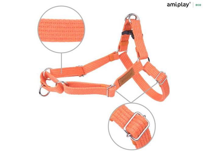 amiplay Szelki regulowane EASY GO Cotton L Pomarańczowy - amiplay