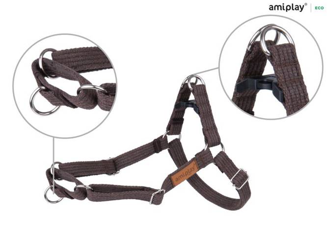 amiplay Szelki regulowane EASY GO Cotton M Brązowy - amiplay
