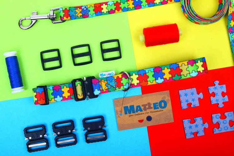 Obroża Klamra Metalowa - Puzzle 0537 30MM 44-76CM - matteo-company