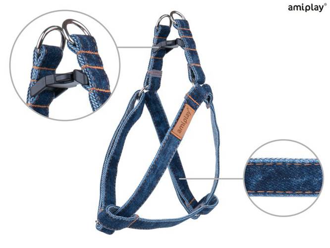 amiplay Szelki regulowane Denim XL Granatowy - amiplay