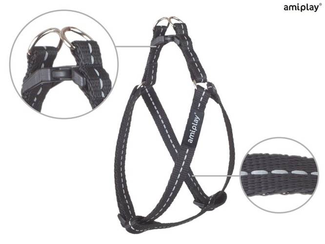 amiplay Szelki regulowane Reflective S Czarny - amiplay