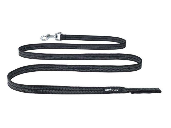 Smycz treningowa bez rączki Rubber S-M czarna - amiplay