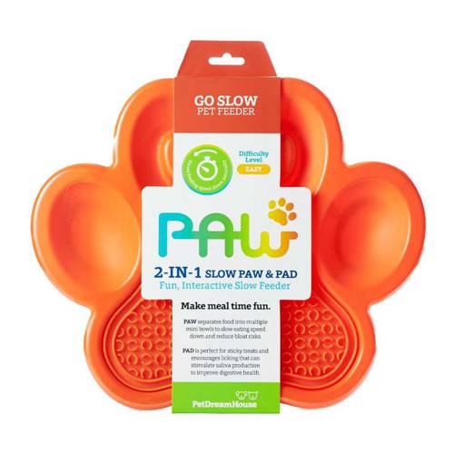 Pet Dream House Paw 2in1 Orange Easy miska spowalniająca jedzenie - Petstages