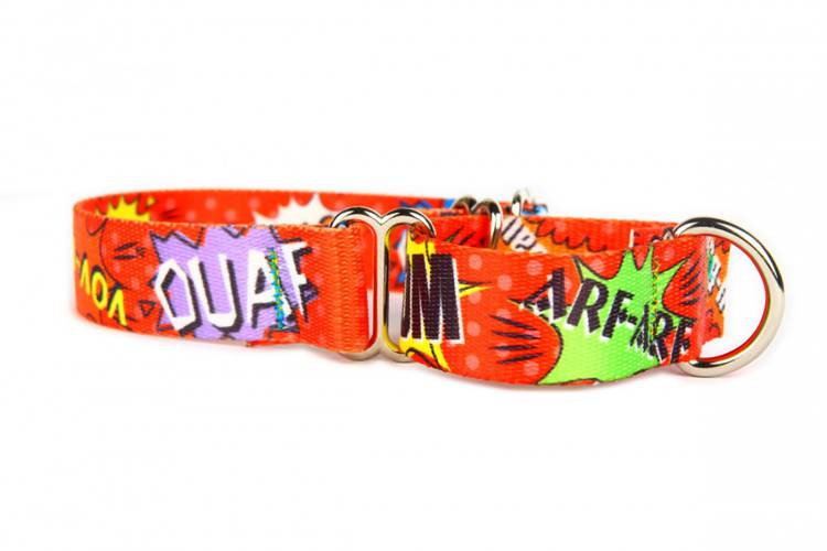 Obroża Zaciskowa Martingale - Graffiti Czerwone 0581 25MM 34-36CM - matteo-company