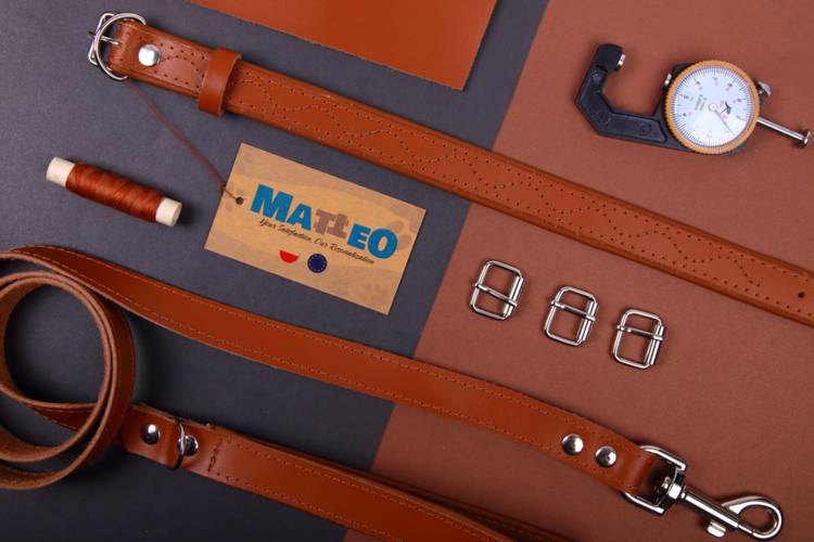 Obroża skóra Premium Fala - Brąz-Brąz 1401 40MM 62CM 41-57CM - matteo-company
