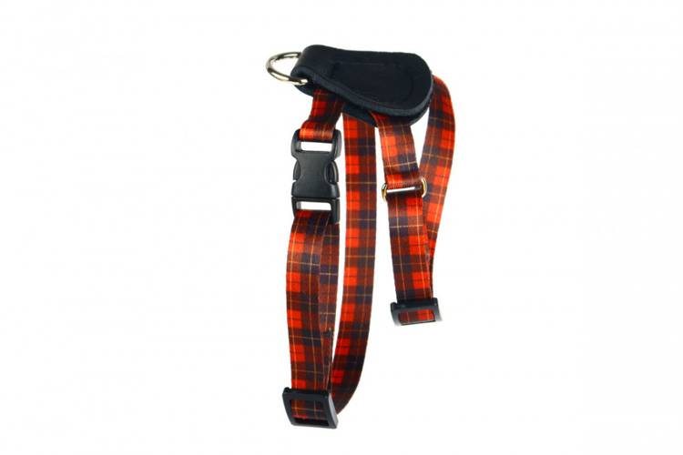 Szelki ze skórą - Szkocka Krata 0756 10MM 19-35CM - matteo-company