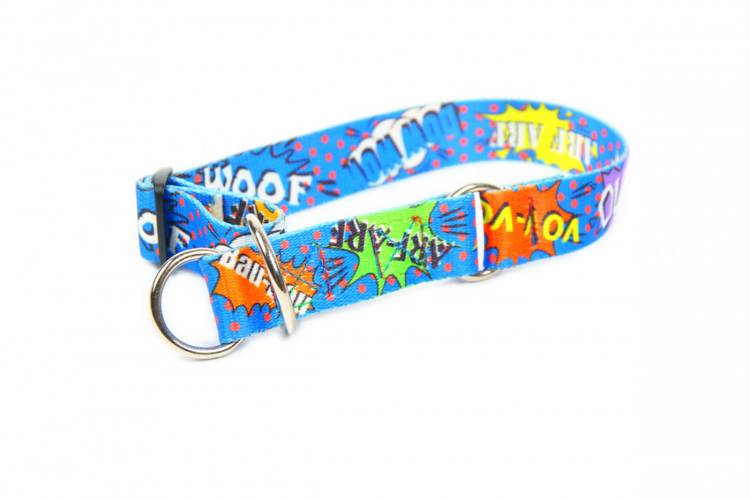 Obroża Półzaciskowa - Graffiti Niebieskie 0645 30MM 50-80CM - matteo-company
