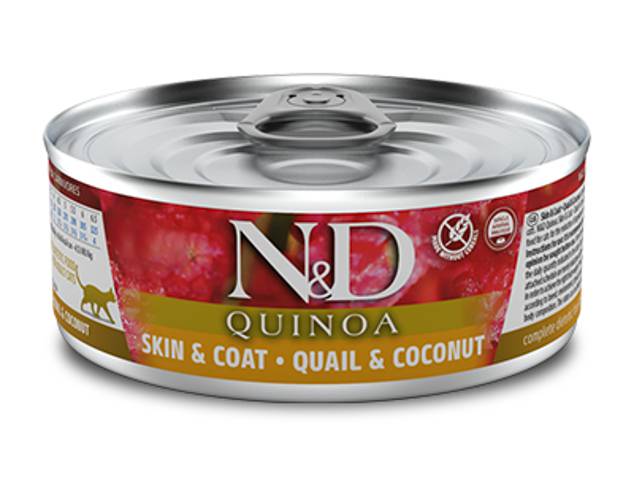 Farmina N&D Kot Quinoa Sierść i Skóra Przepiórka z Kokosem 80g -