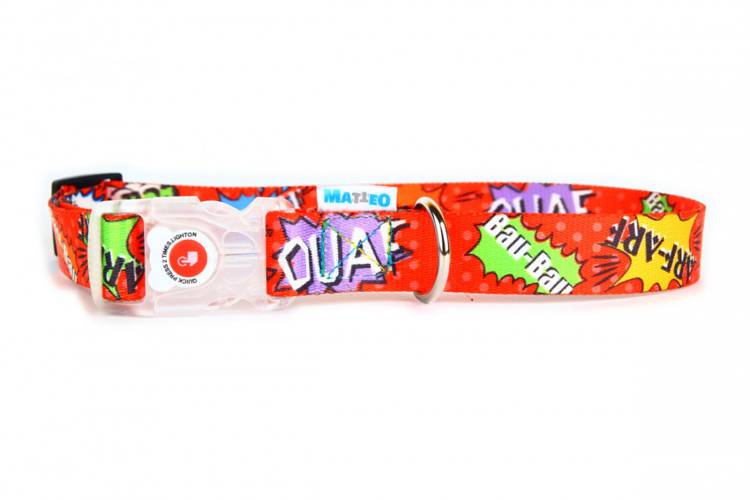 Obroża Klamra LED - Graffiti Czerwona 0551 25MM 85CM 38-65CM - matteo-company