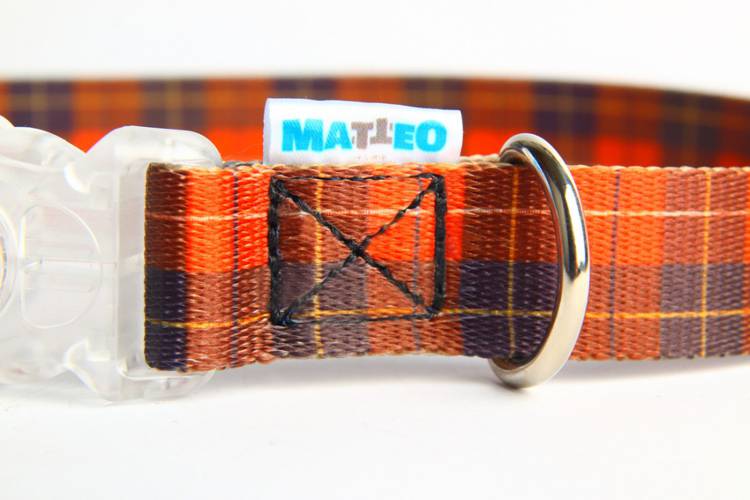 Obroża Klamra LED - Szkocka Krata 0546 20MM 55CM 35-50CM - matteo-company