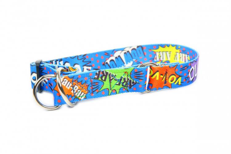 Obroża Półzaciskowa - Graffiti Niebieskie 0645 30MM 50-80CM - matteo-company