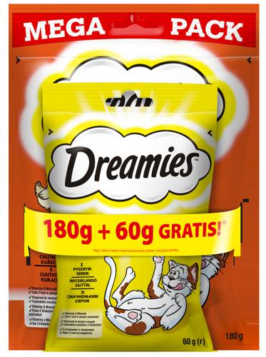 Dreamies  przysmak kurczak 180g + 60g ser GRATIS - Dreamies