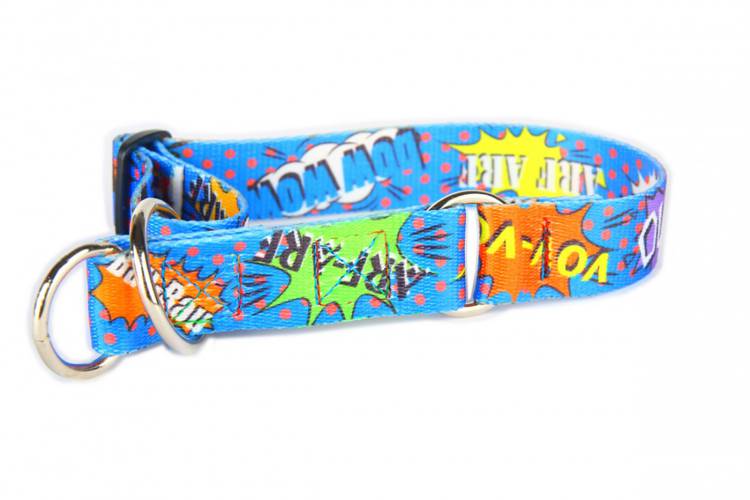 Obroża Półzaciskowa - Graffiti Niebieskie 0625 25MM 32-50CM - matteo-company