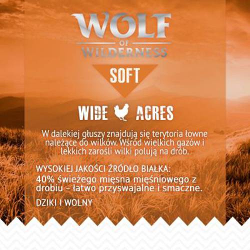 Wolf of Wilderness „Soft – Wide Acres”, kurczak 1 kg - Wolf Of Wilderness