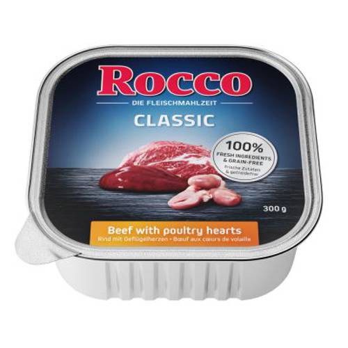 Megapakiet Rocco Classic tacki, 27 x 300 g Wołowina i serca drobiowe - Rocco