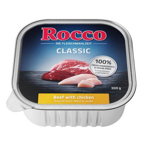 Megapakiet Rocco Classic tacki, 27 x 300 g Wołowina i serca drobiowe - Rocco