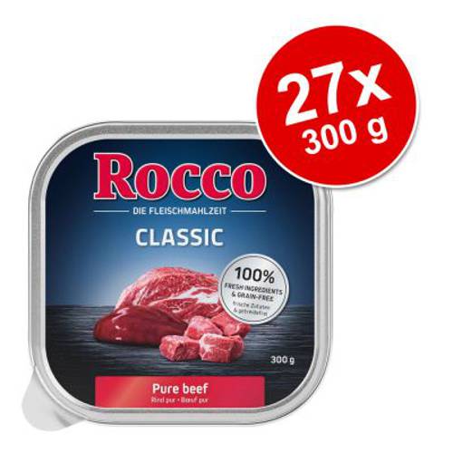 Megapakiet Rocco Classic tacki, 27 x 300 g Wołowina i serca drobiowe - Rocco