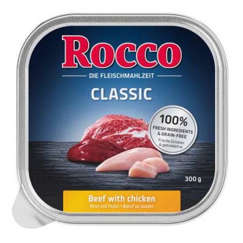 Megapakiet Rocco Classic tacki, 27 x 300 g Wołowina i serca drobiowe - Rocco