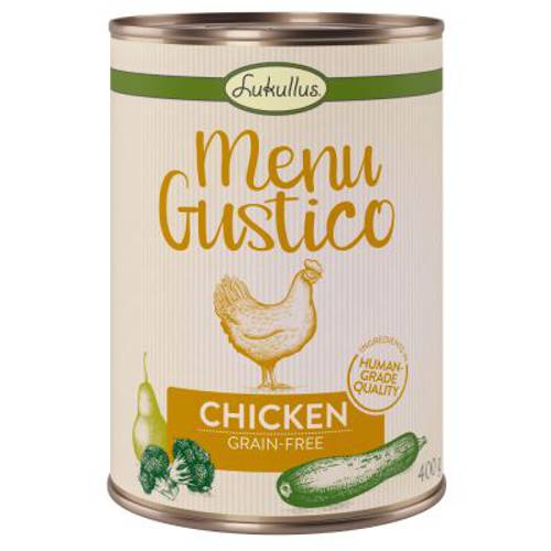 Mieszany pakiet próbny Lukullus Menu Gustico 6 x 400 g (4 rodzaje) - Karma Lukullus