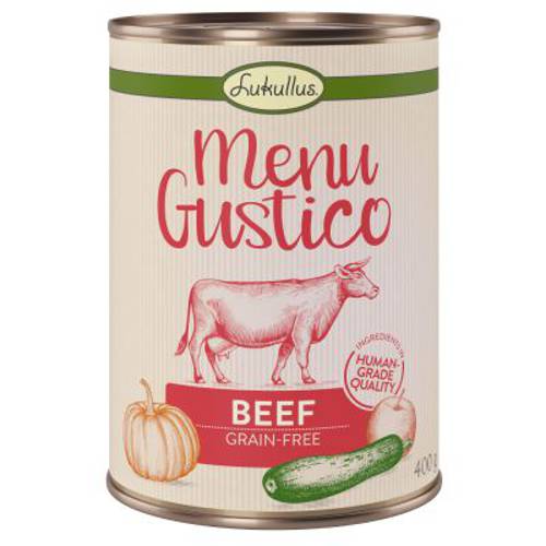 Mieszany pakiet próbny Lukullus Menu Gustico 6 x 400 g (4 rodzaje) - Karma Lukullus
