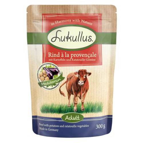 Lukullus w saszetkach, 6 x 300 g (bez zbóż) Kaczka i cielęcina -