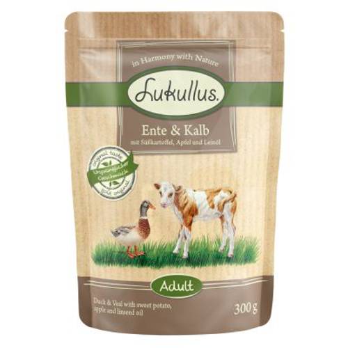 Lukullus w saszetkach, 6 x 300 g (bez zbóż) Drób i jagnięcina - Karma Lukullus