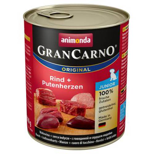 Megapakiet Animonda GranCarno Original Junior, 24 x 800 g Wołowina i serca indycze - Animonda