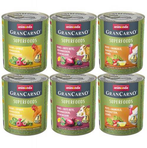 Pakiet próbny Animonda GranCarno Adult Superfoods 6 x 800 g - Animonda