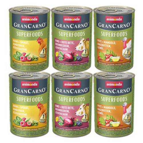 Pakiet próbny Animonda GranCarno Adult Superfoods 6 x 800 g - Animonda